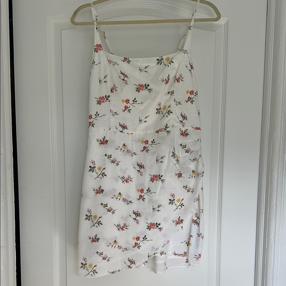 Abercrombie & Fitch Asymmetrical Floral Dress - White and Pink